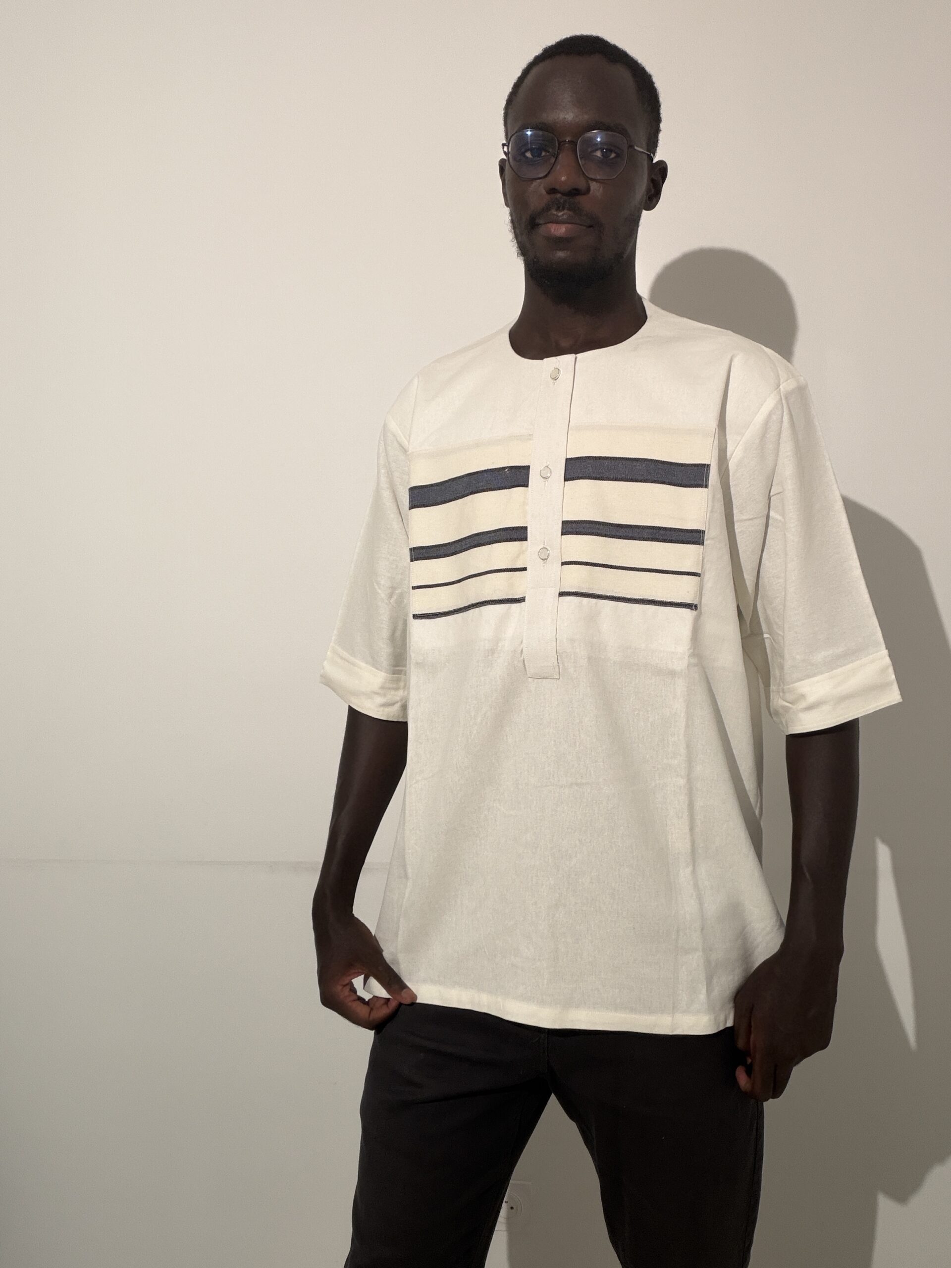 Chemise africaine d'été MAAM Shop lin - Nouakchott - Blanc – Image 3